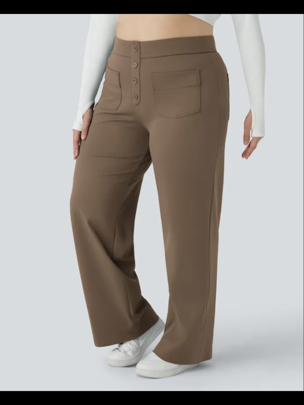 NWT Size 2X HALARA High-Rise Wide-Leg Ponte Pants in Brown